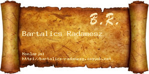 Bartalics Radamesz névjegykártya